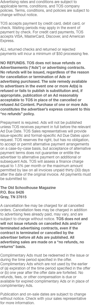 Advertising rates and conditions are