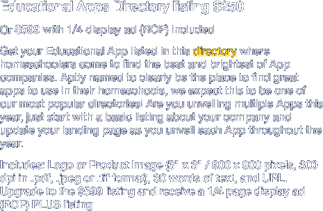 Educational Apps Directory listing $250