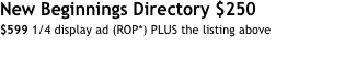New Beginnings Directory $250