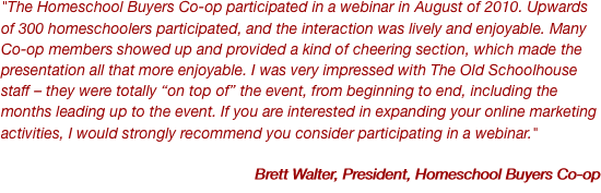 "The Homeschool Buyers Co-op participated